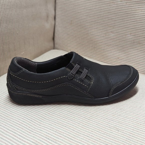 Clarks leather casual slip-on flats black size 6 EUC - Picture 5 of 9